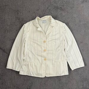 Armani Collezioni Cream Pinstripe Single Breasted Blazer